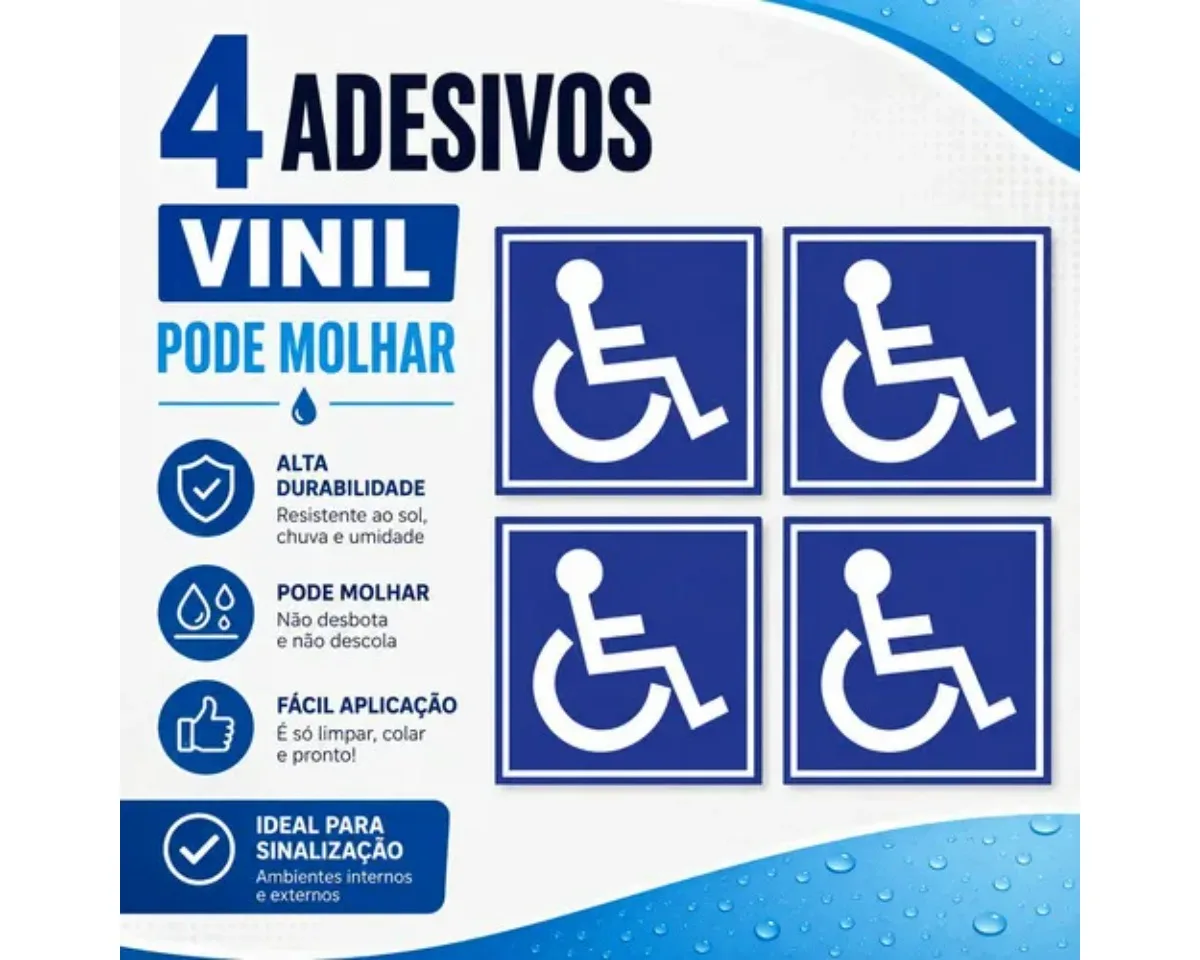 Adesivo Deficiente Físico Cadeirante Para Carro 10x10 Azul